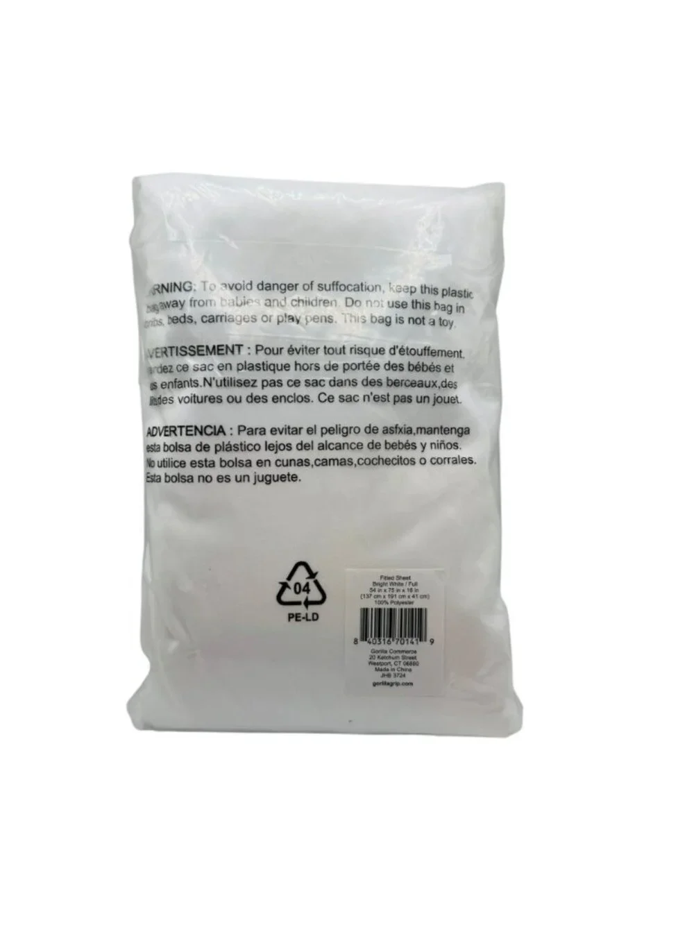 Gorilla Grip Fitted Sheet Bright White Full 54x75x16 Polyester